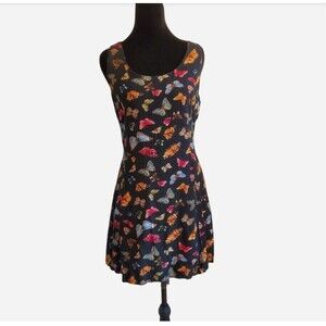 Pineapple Moon Butterfly Mini Dress Tie Back 90s Fairy Grunge Size M Boho Hippie